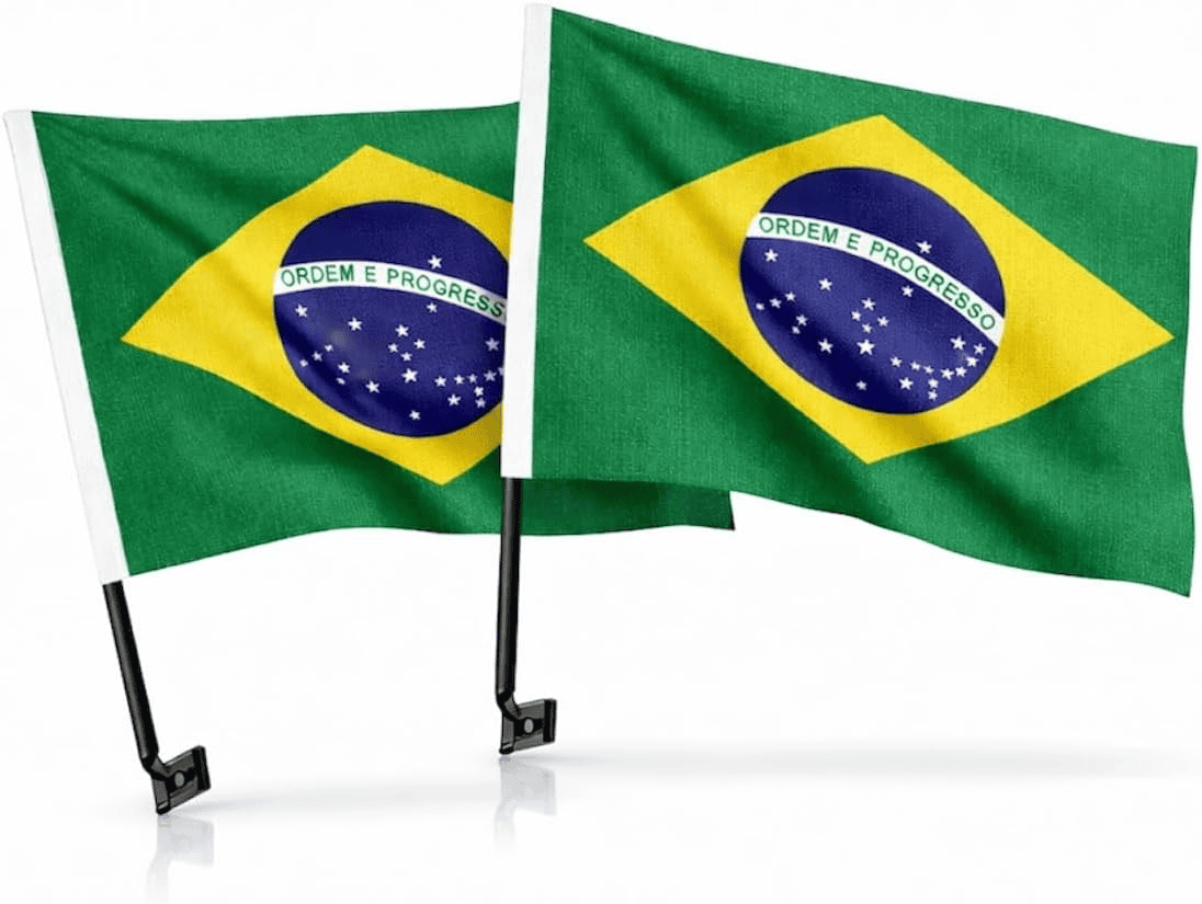 Kit 2 Bandeiras do Brasil para Carro 45x30cm